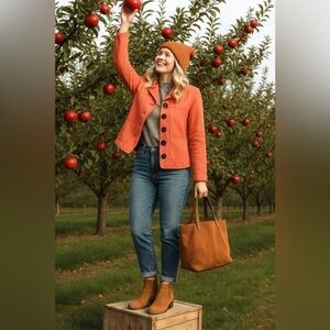 Keren Hart Coral Pink Orange Salmon Cardigan Jacket M